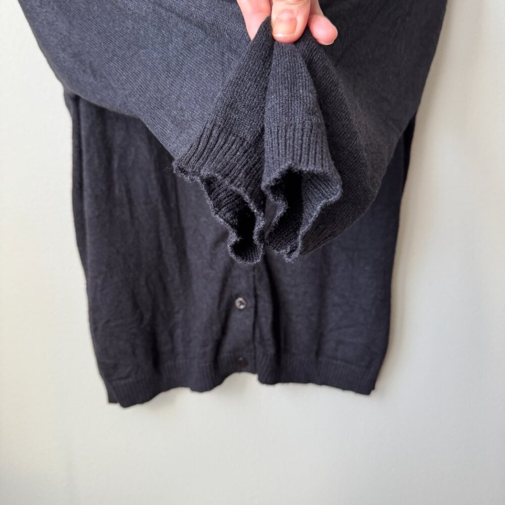 Black Silk Cashmere Cardigan E Rhinestone Monogram SP/XS - Picture 7 of 16